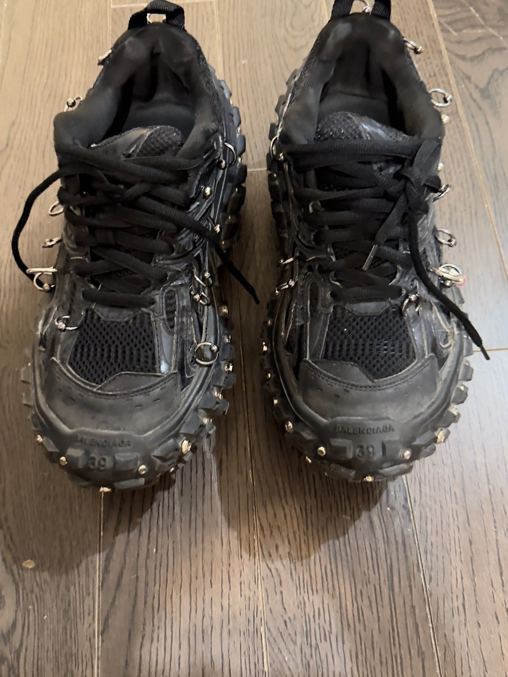 Balenciaga Black Studded Track Sneakers